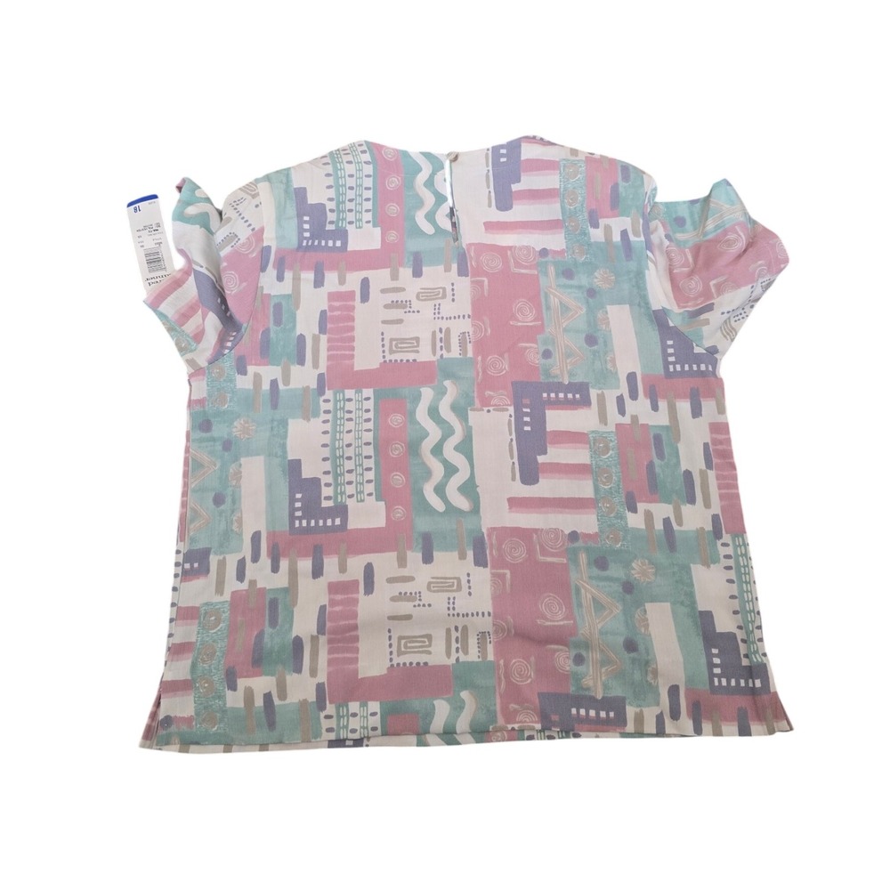 Vintage Alfred Dunner Pastel Abstract Print Short Sleeve Blouse Top (2xl2) - Picture 2 of 2